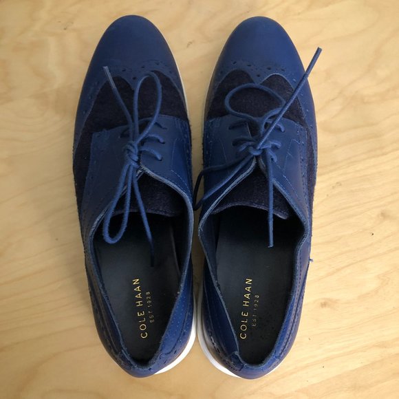 COLE HAAN Great Jones Wingtip Oxford Shoes Men’s size 9 Navy Blue Denim main image 8